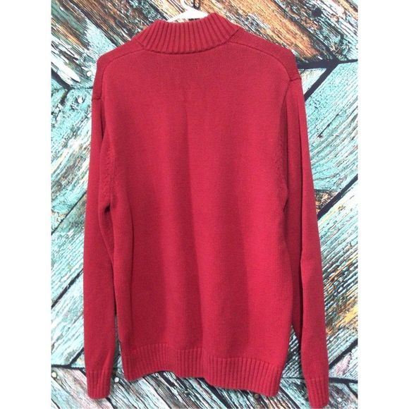 Chaps Moose Print 🫎 Sweater Red White Size Medium 3 Buttons Front ~ Beautiful S - Picture 12 of 12